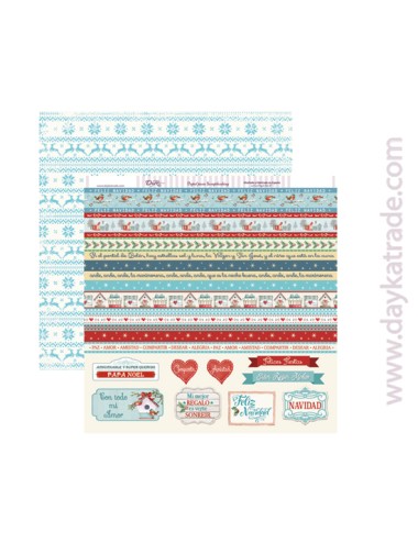 papel scrapbooking "tiras y etiquetas Navidad"