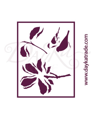 Plantilla de estarcido para decorar  "magnolia con pájaro"