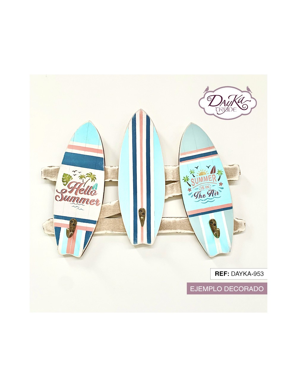 perchero 3 tablas de surf con ganchos