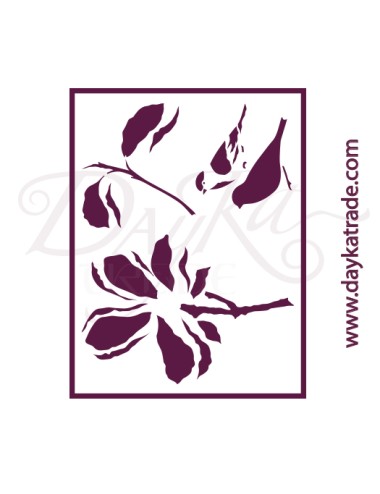 Plantillas de estarcido A4 dayka  "magnolia y pájaro"