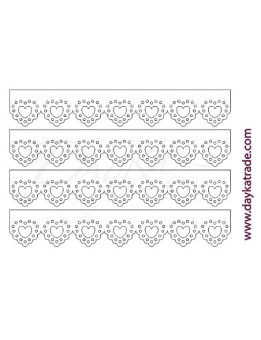 puntillas corazón set de 4 de cartón blanco