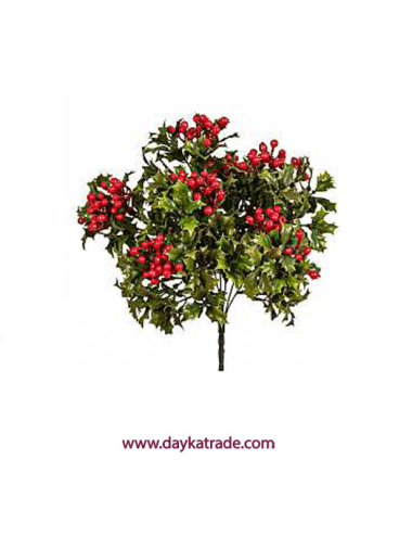 rama de acebos con bayas rojas 33cm.