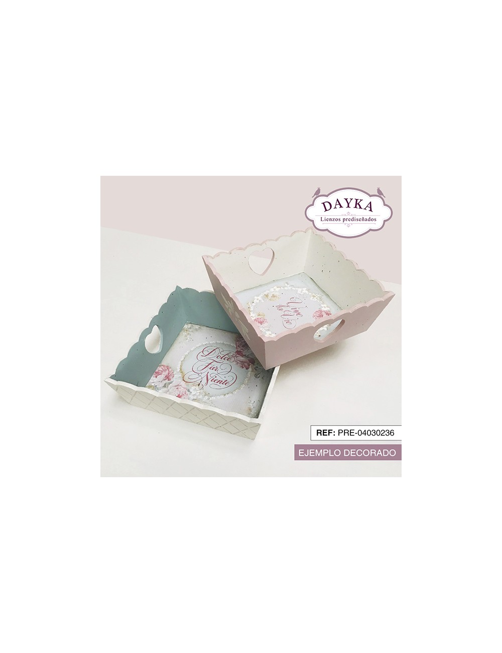set cesta ondas corazón con tela pre-diseñada