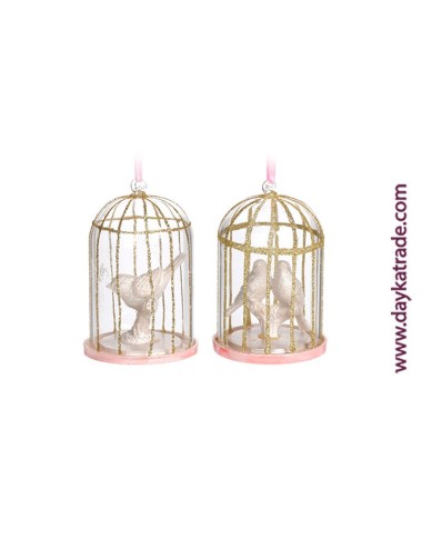 set de 2 jaulas con pájaro para colgar
