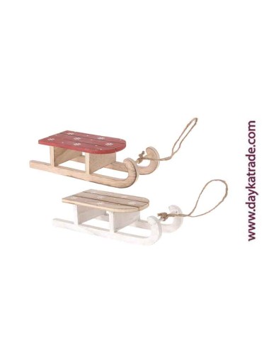 set de 2 trineos granate y madera con copos