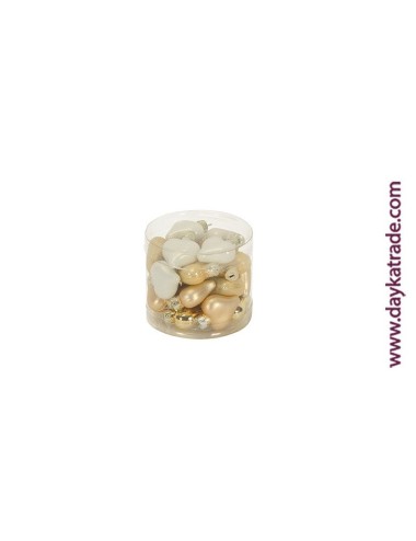 set de 24 corazónes ambar oro mate y brillo