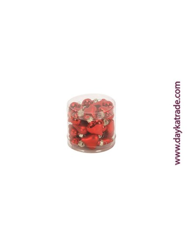 set de 24 corazónes rojos mate / brillo