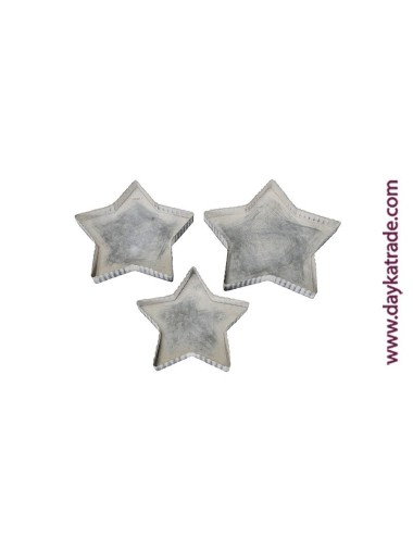 set de 3 bandejas estrellas laton