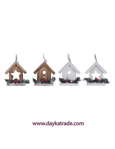 set de 4 colgantes navideños casita