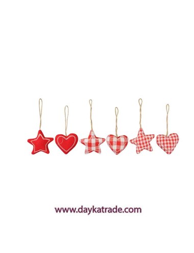 set de 6 parejas de estrellas y corazónes en 6 modelos