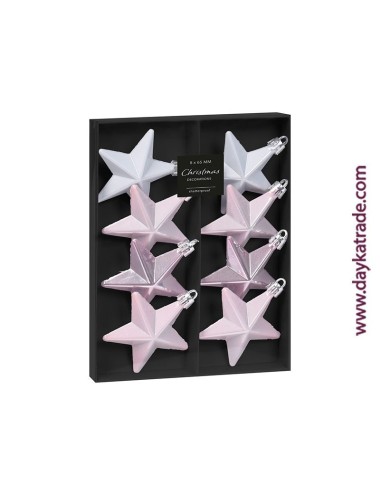 set de 8 estrellas rosas para colgar