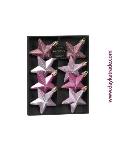 set de 8 estrellas rosas para colgar