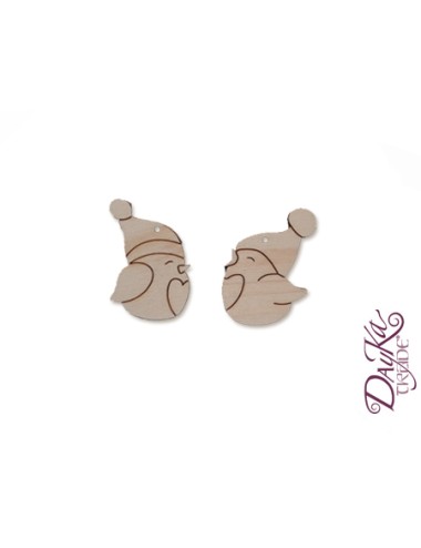 set pájaros Navidad en madera