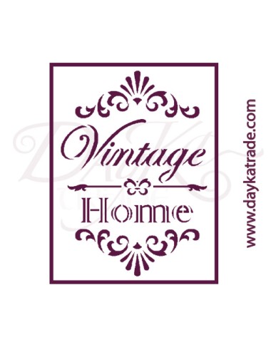 Plantillas de estarcido A4 dayka.  texto "vintage home".
