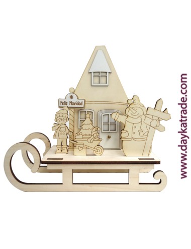 trineo niños con casita