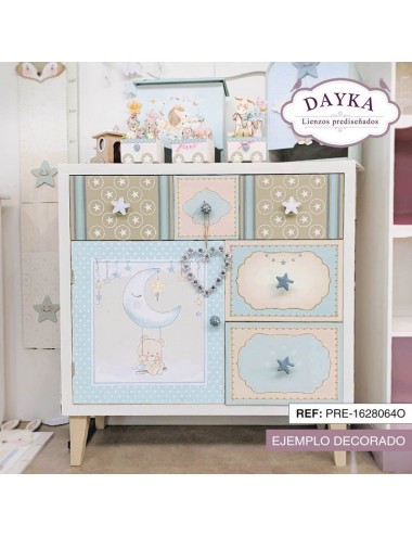 cómoda infantil oso 5 cajones + 1 puerta Con tela deCorada