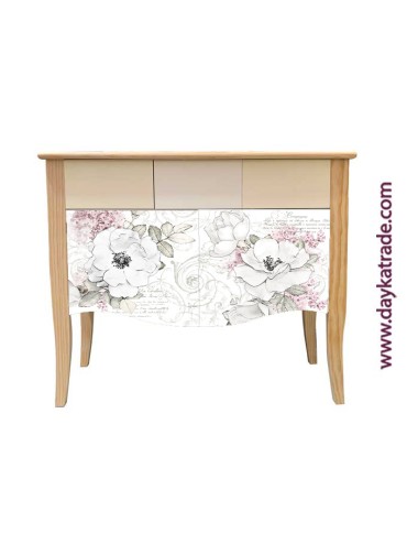 mueble aparador con lienzo prediseñado rosas