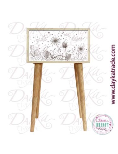 mueble mesilla con lienzo prediseñado "pide un deseo"