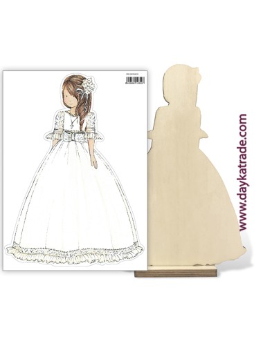 niña Comunión vestido con tela pre-diseñada