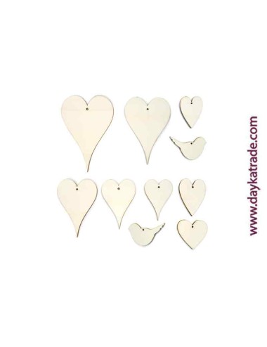 Set de corazónes y pájaros
