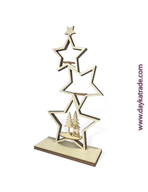 triple estrella con escena de Navidad