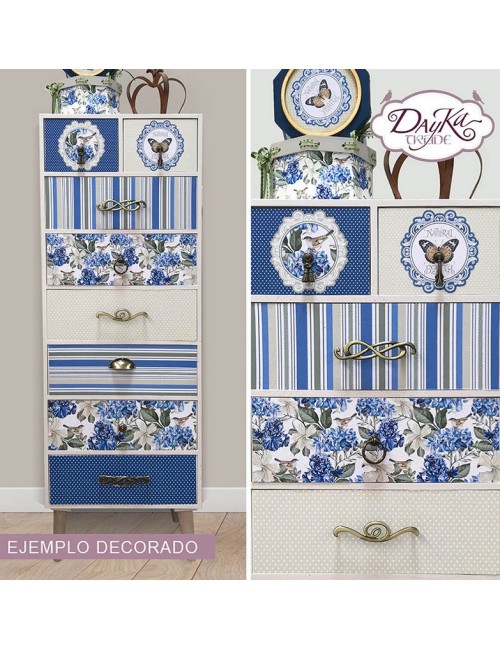 mueble retro 8 cajones con tela decorativa