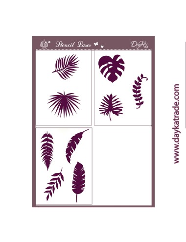 Stencil 3ud de A3 topical hojas dayka