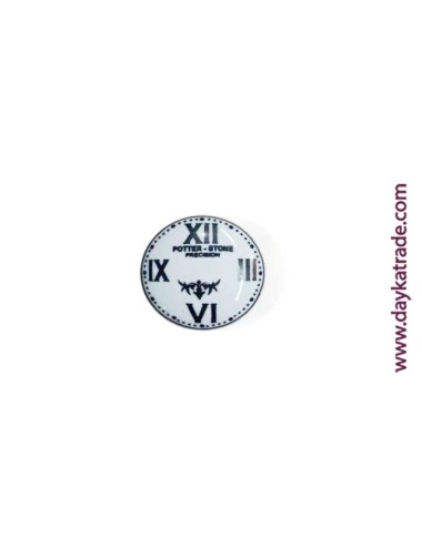 Tirador Cerámico Reloj Blanco Y Negro Con Herrajes Metálicos