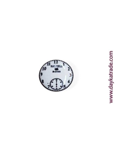 Tirador Cerámico Reloj Blanco Y Negro Con Herrajes Metálicos