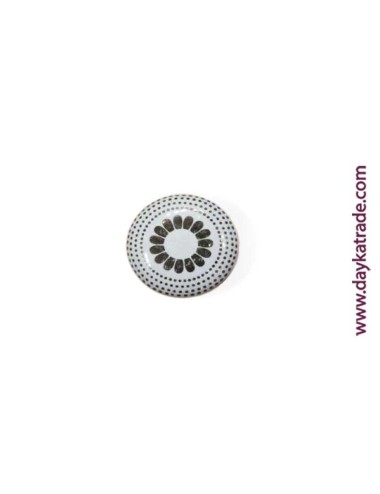 Tirador Cerámico Mandala Flor Oro Con Herrajes Metálicos
