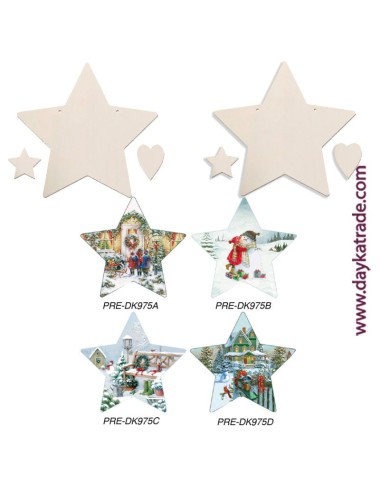 Set 2 Estrellas Navidad Con Tela Pre-Diseñada