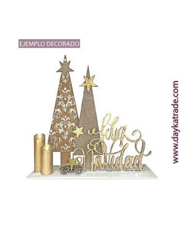 Árboles Con Feliz Navidad Y Peana