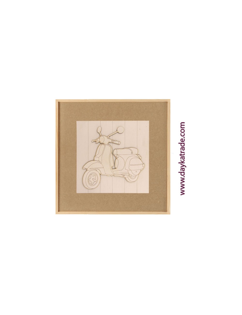 Moto Vespa Con Tabla Y Lienzo De Madera