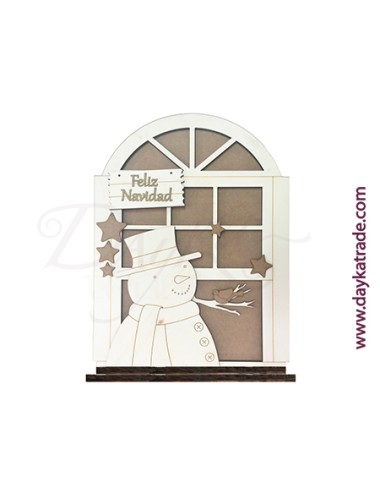 Ventana Con Muñeco De Nieve