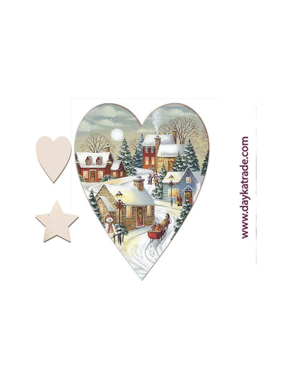 Set 2 Corazones Navidad Con Tela Pre-Diseñada