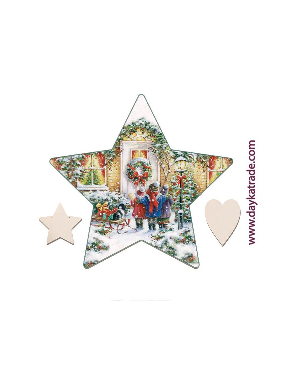 Set 2 Estrellas Navidad Con Tela Pre-Diseñada