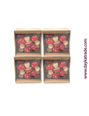 Set de 4 cajas de setas de madera