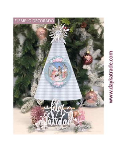 Árbol feliz navidad en peana