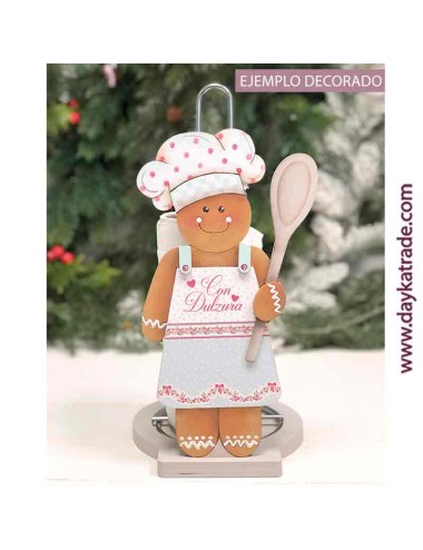 Portarrollos cocina hombre de jengibre con tela prediseñada