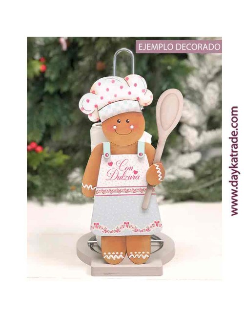 Portarrollos cocina hombre de jengibre con tela prediseñada