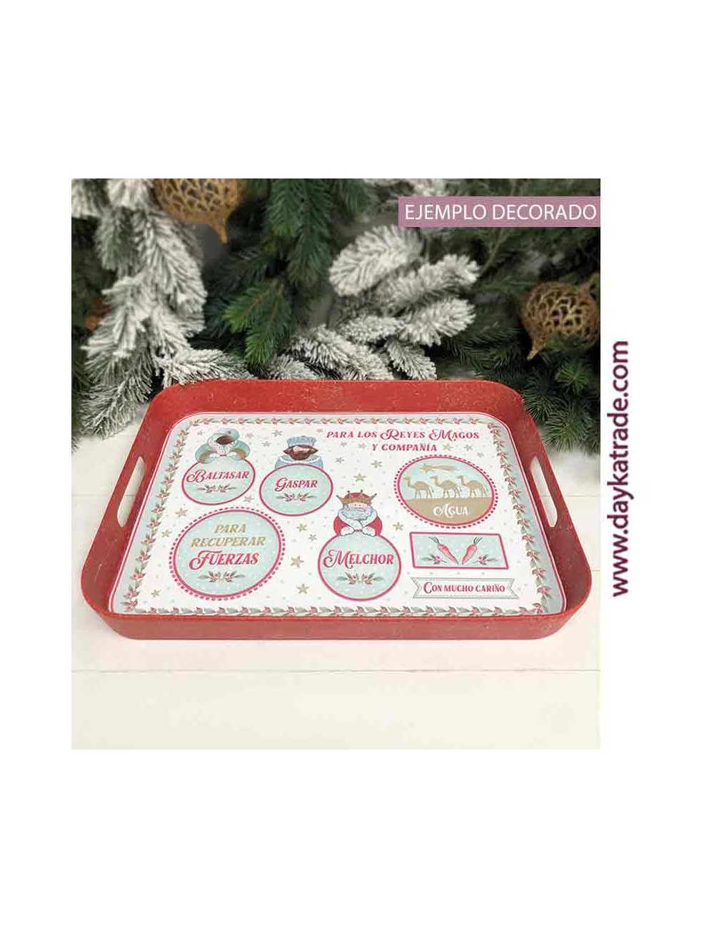 Bandeja con tela prediseñada para los reyes magos y camellos
