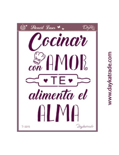 Stencil A4 "cocinar con amor te alimenta el alma"