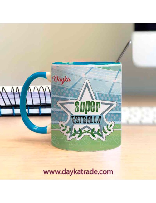 Taza pintada pasión por el fútbol
