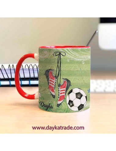Taza pintada frase "¿qué sería de la vida sin goles?"