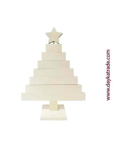 Árbol de navidad articulado con estrella, stencil y tutorial