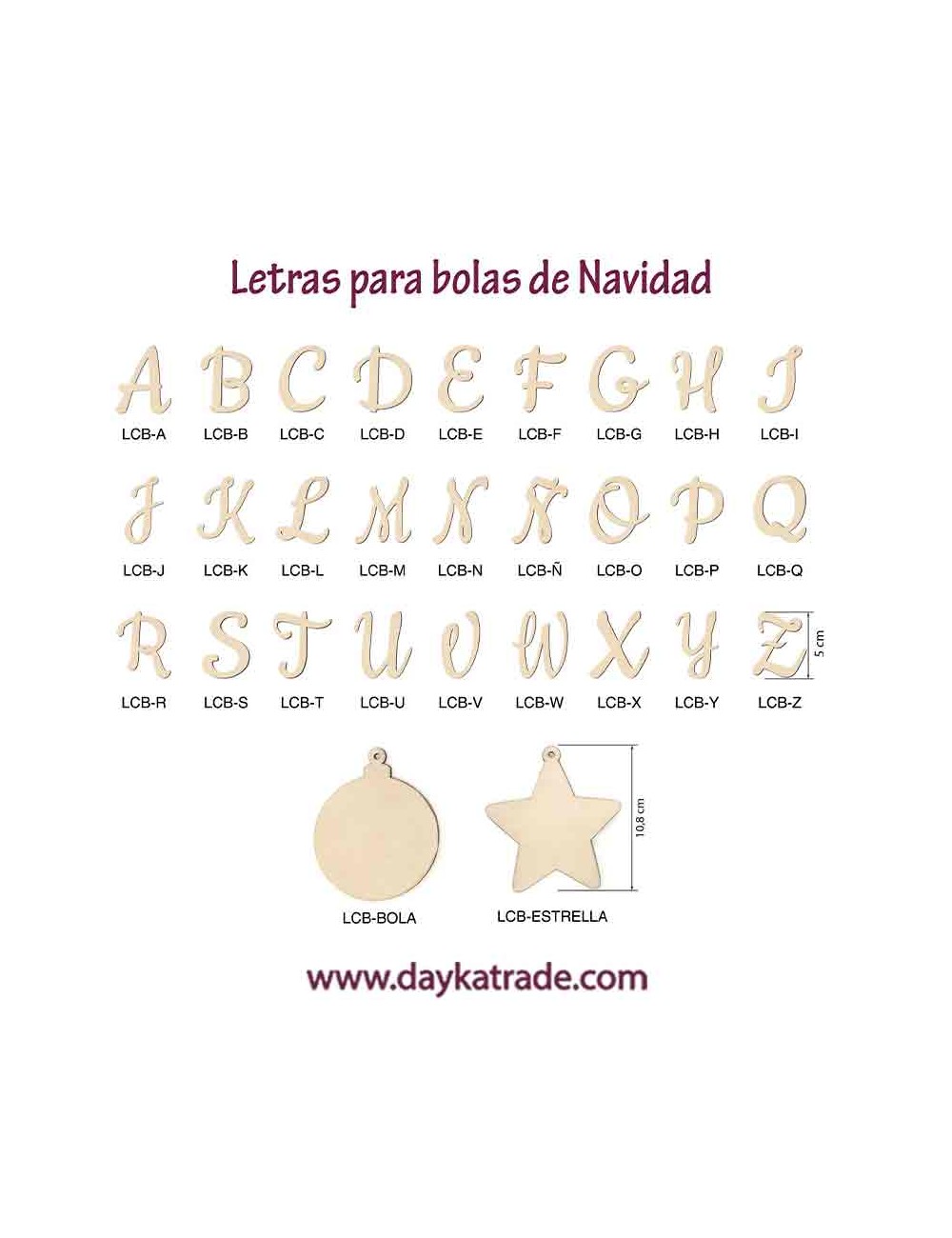 Letras, bolas y estrellas de chopo