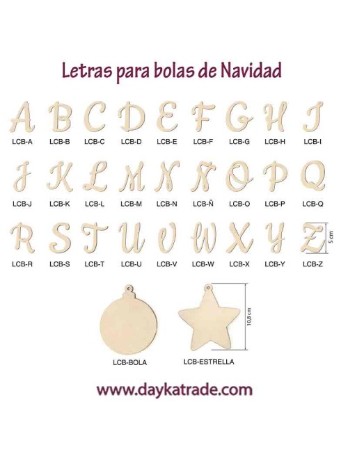 Letras, bolas y estrellas de chopo