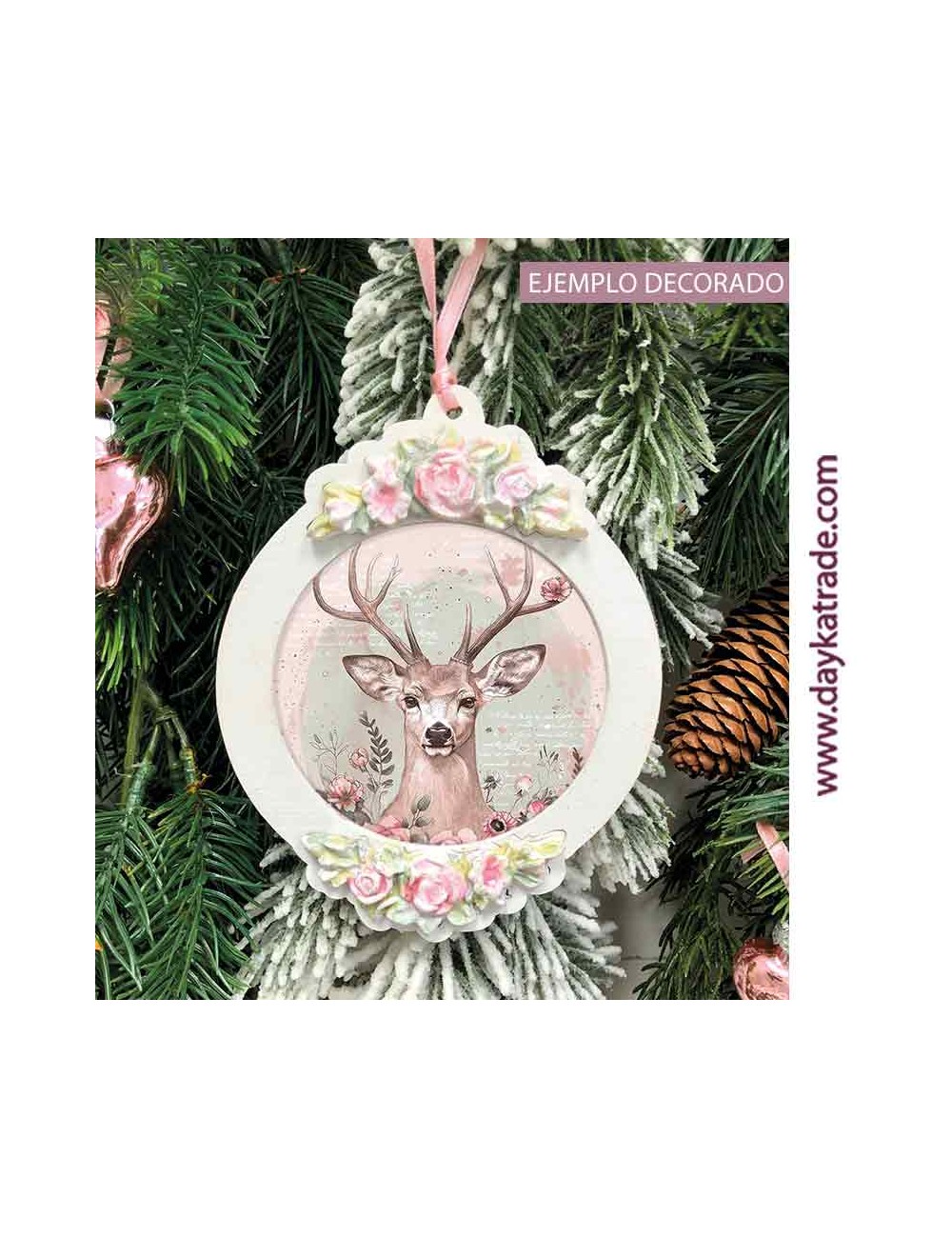 Bola de Navidad redonda con resina floral