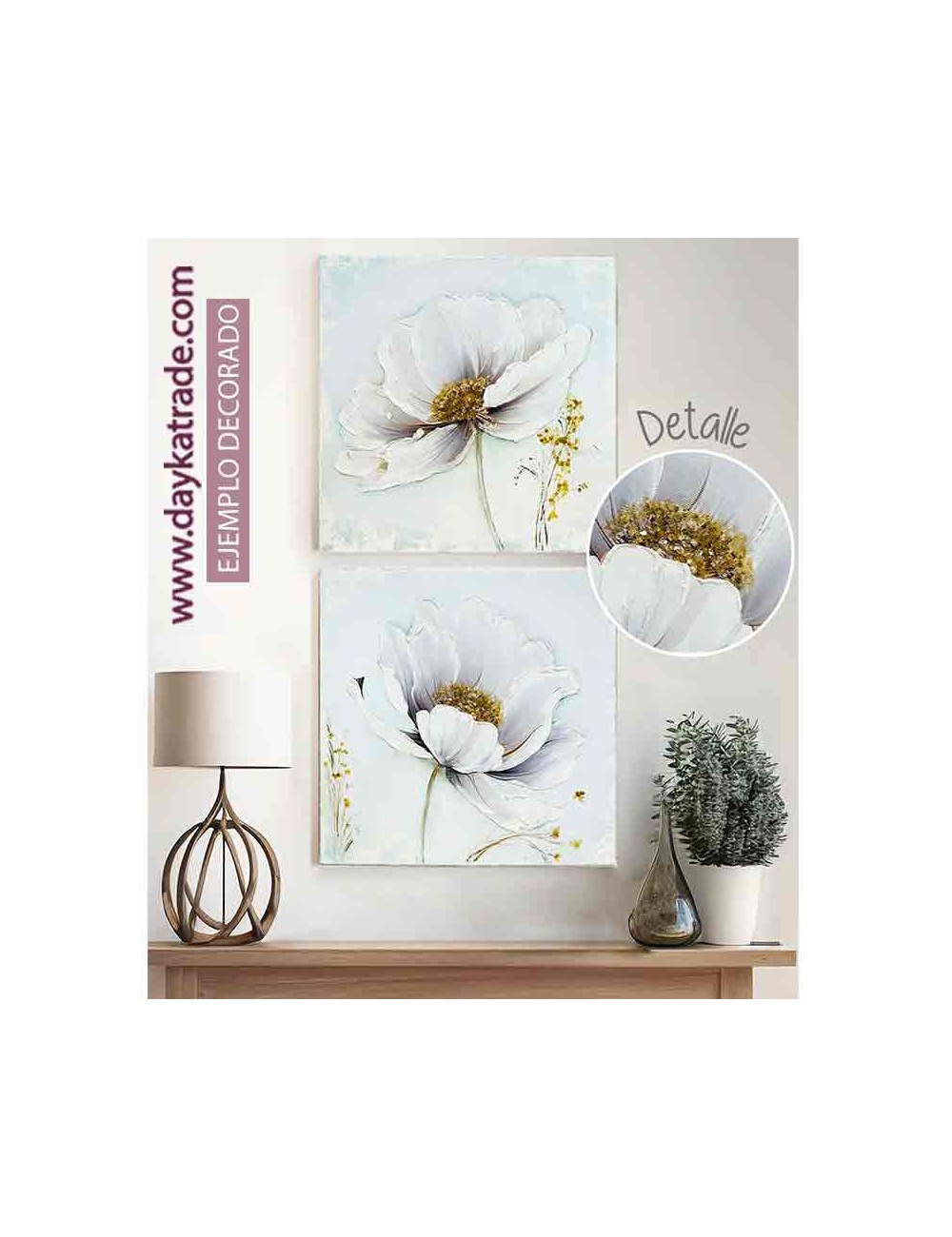 Cuadros de flores set de dos con prediseñado