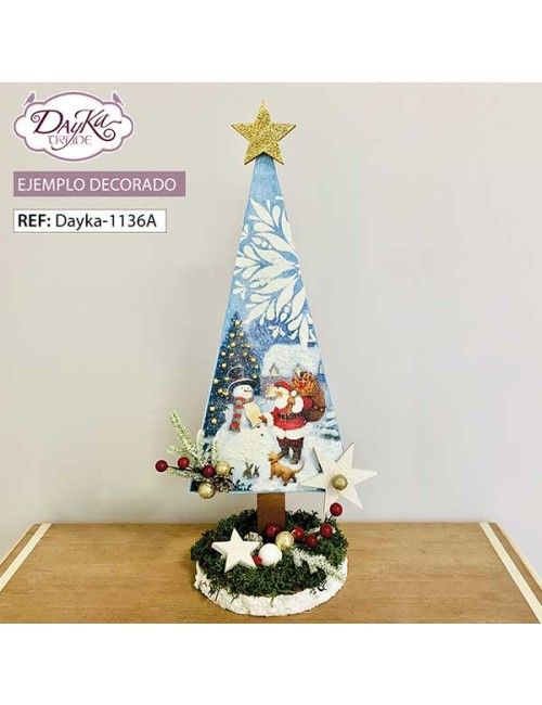 Árbol con peana triple y estrellas + prediseñado papá noel
